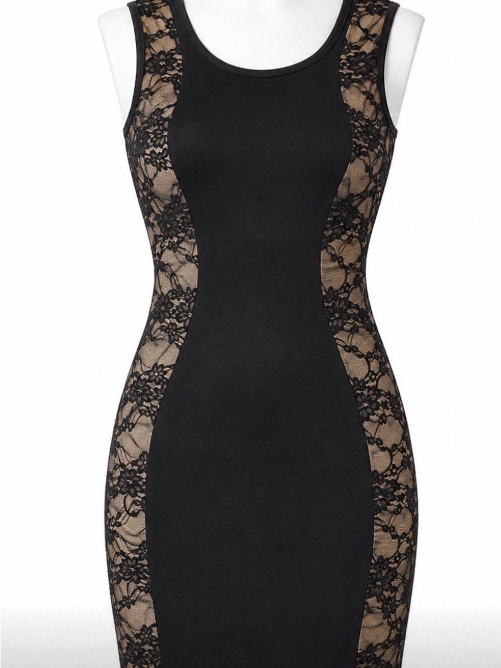 Wet Seal Black Lace Panel Bodycon Dress